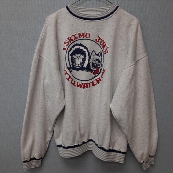 Gear for Sports VTG 90s Eskimo Joes Gray striped crewneck sweatshirt Unisex XL - Picture 4 of 7
